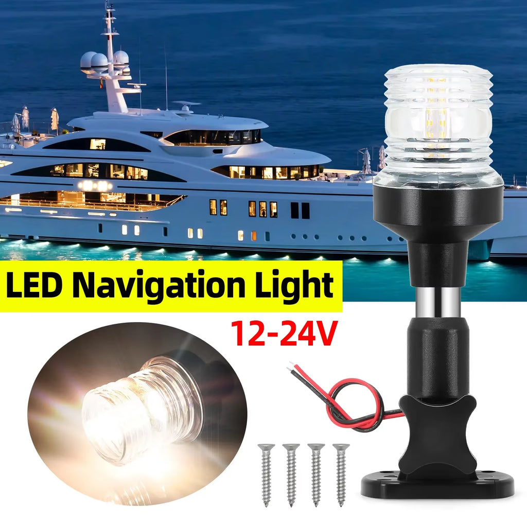 Fold Down LED Anchor Light for Boats, 12-24V, 6 to 12 Inch Pole – image 4