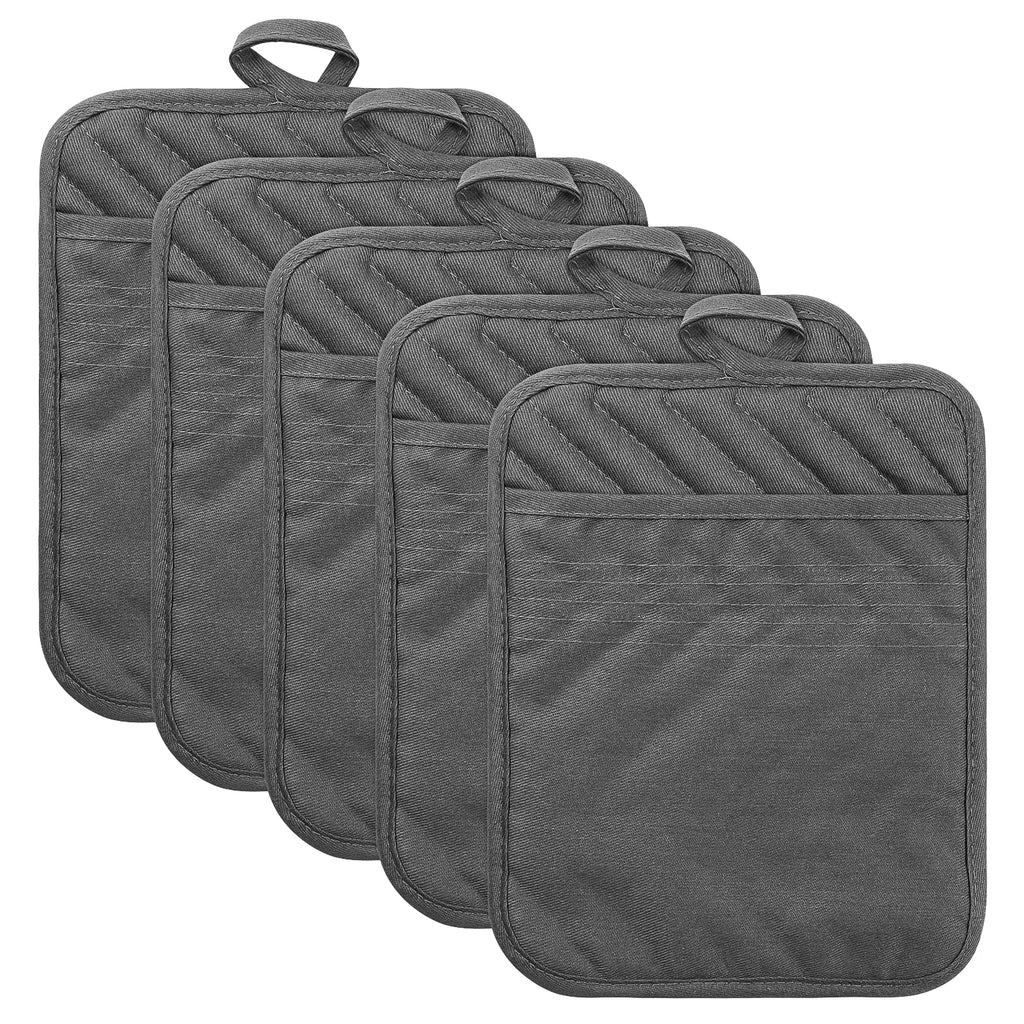 Pot Holders with Pocket - 5 Pack Heat Resistant Hot Pads – image 8