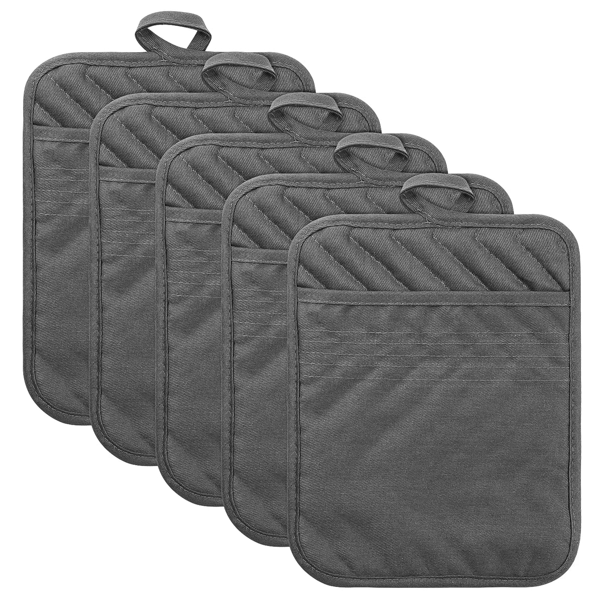 Pot Holders with Pocket - 5 Pack Heat Resistant Hot Pads – image 8