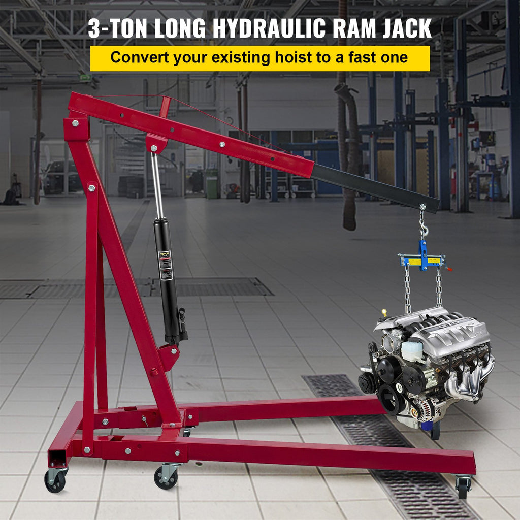 Long Ram Hydraulic Jack 3 Ton for Engine Hoist and Shop Crane – image 2