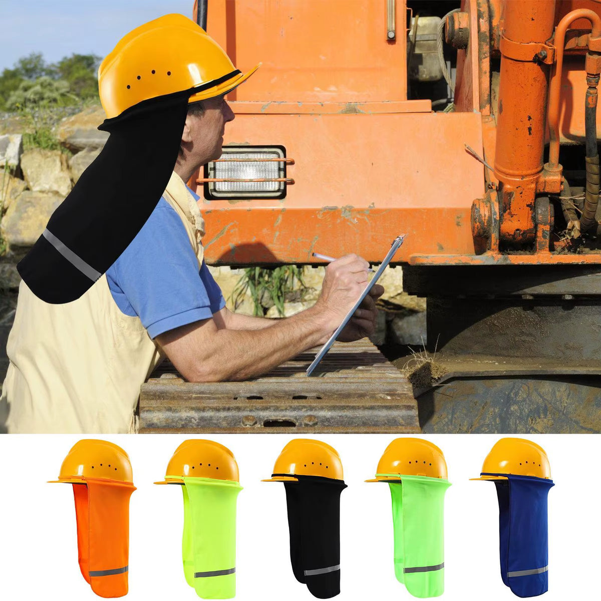 Hi-Vis Hard Hat Sun Shade and Neck Protector