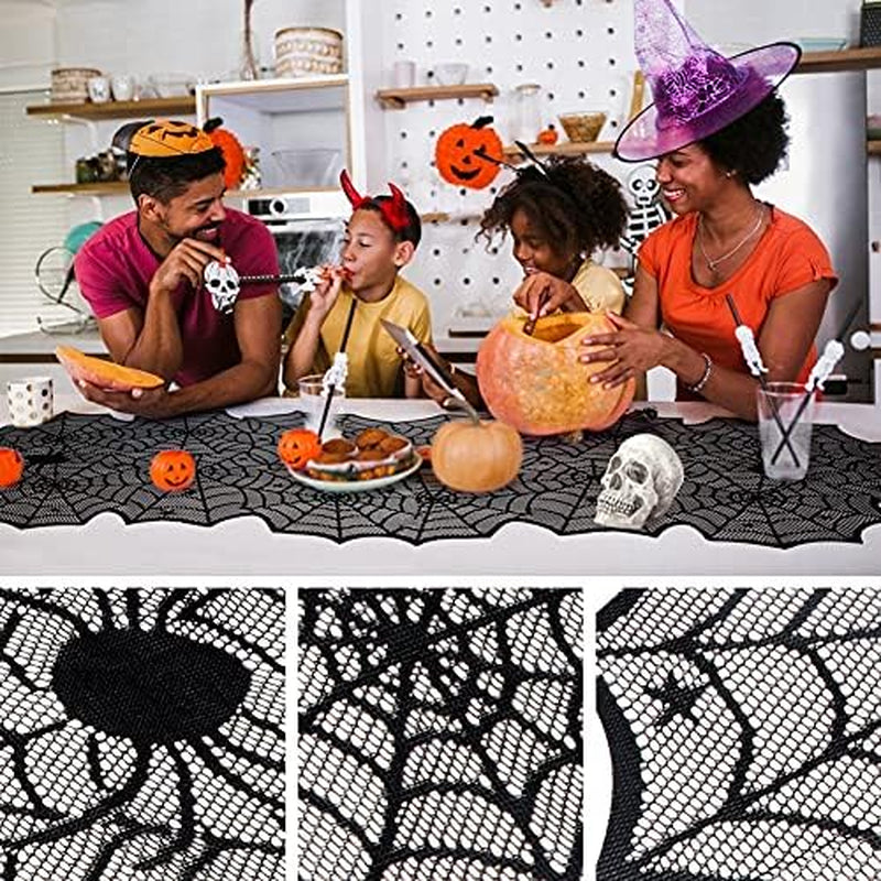 Halloween Table Runner – Black Lace Spider Web, 18 x 72 in – image 3