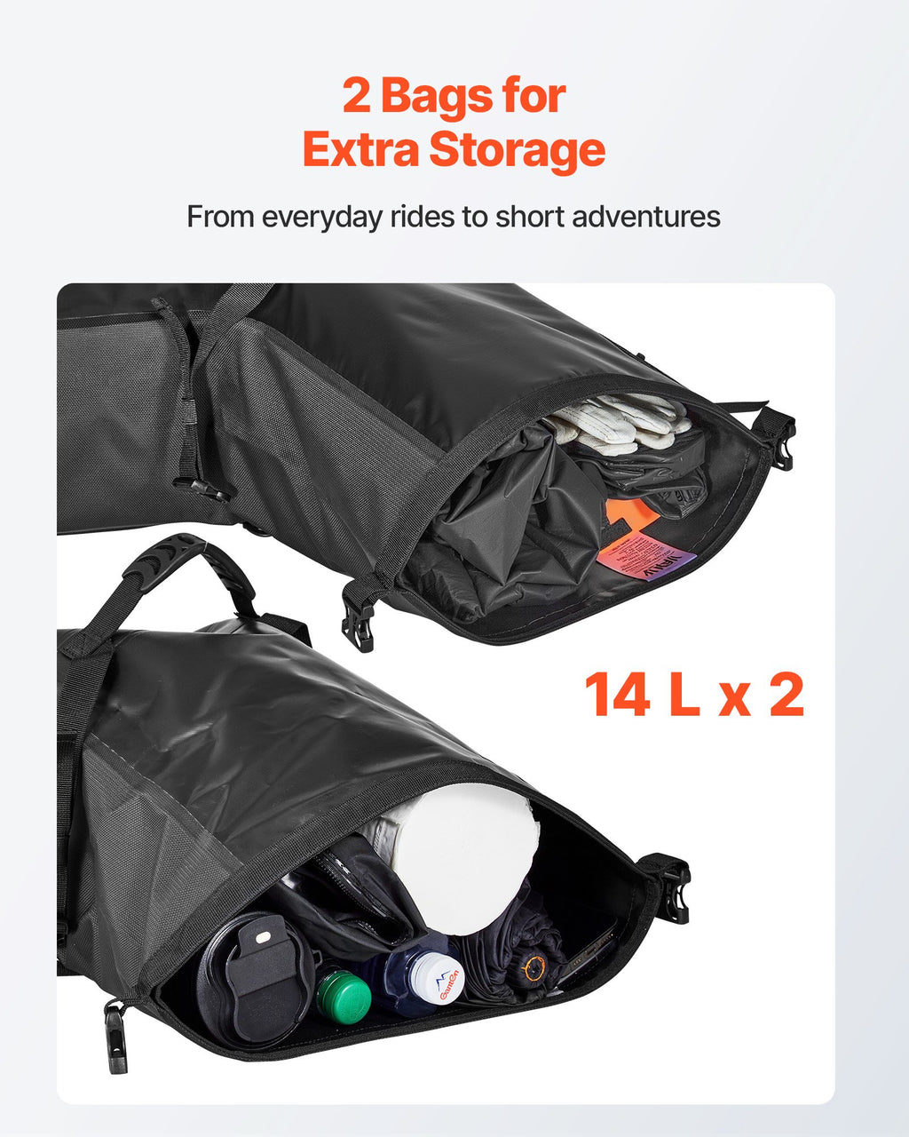 Waterproof Motorcycle Saddlebags 28 L, Universal Fit Side Bags, Black – image 3
