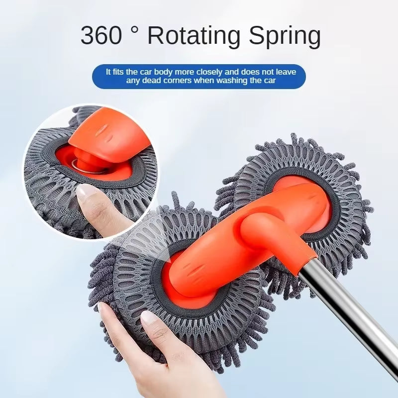 Telescopic Car Wash Mop – Chenille Double Brush Head – image 2