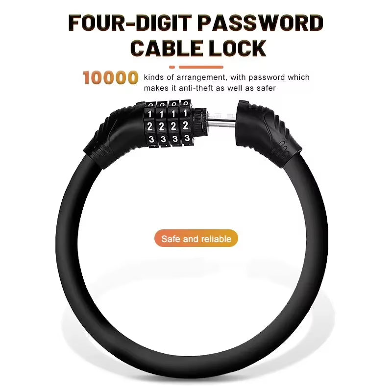 Bike Lock - 4-Digit Combination Cable Lock for Bicycle and Scooter – image 3