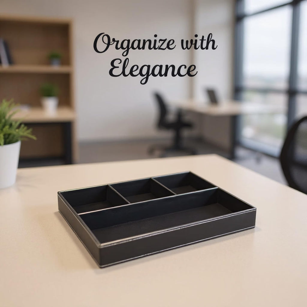 Valet Tray for Men, PU Leather 4-Compartment Catchall Organizer – image 3