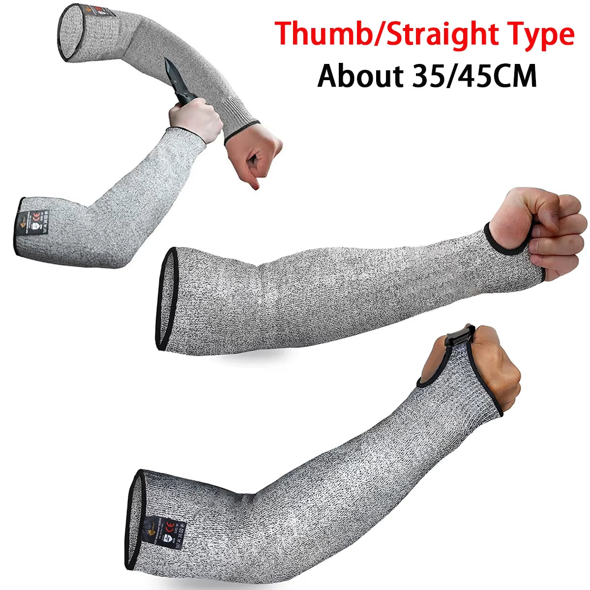 Work Safety Cut Resistant Arm Sleeves, HPPE Forearm Guards, 1 Pair – image 2