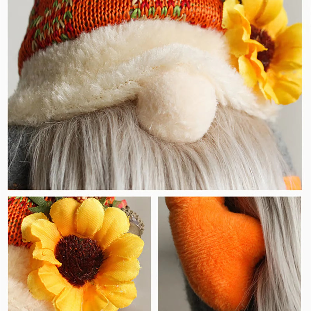 Fall Gnome Decoration – Plush Pumpkin and Sunflower Harvest Gnome – image 5