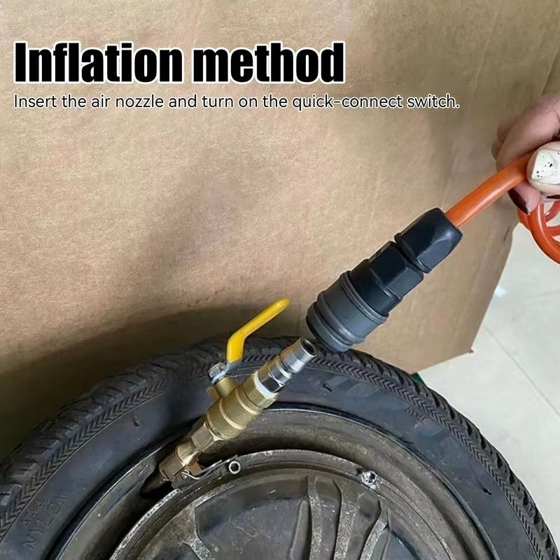 Lock-On Tire Inflator Chuck - Quick Connect Air Compressor Nozzle with Valve