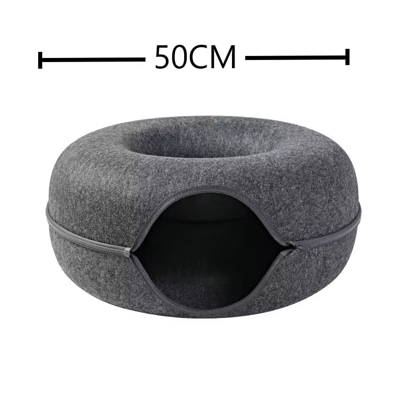 Donut Cat Tunnel Bed – 2-in-1 Plush Play Tunnel for Pets – image 8