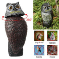 Owl Decoy with Rotating Head, Garden Bird Deterrent Statue