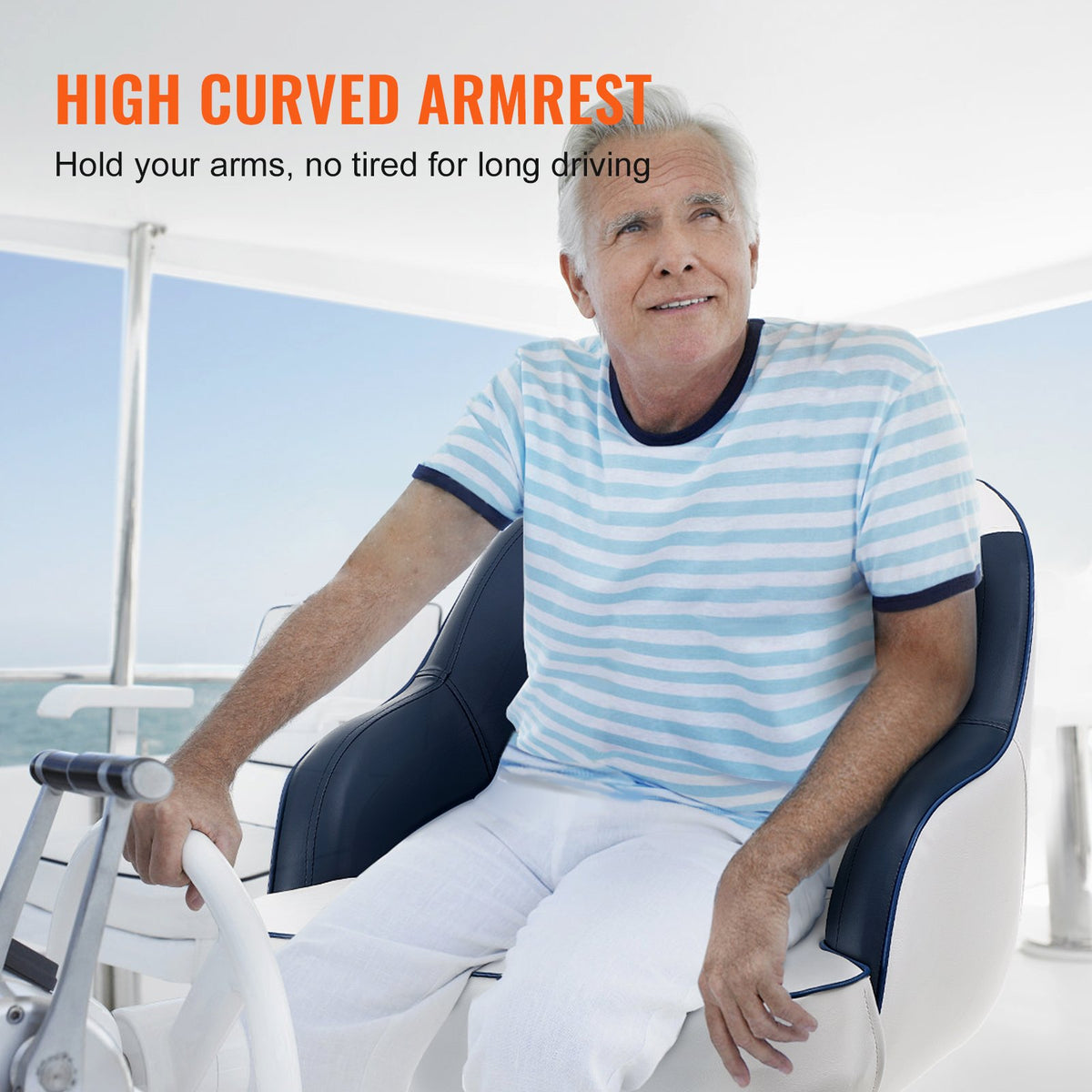 Captain Bucket Boat Seat with Armrests and Thick Sponge Padding