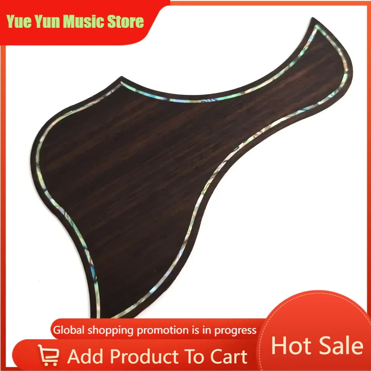 Rosewood Acoustic Guitar Pickguard with Shell Inlay – image 3