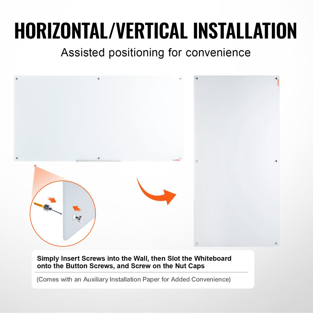 Magnetic Glass Whiteboard 72 x 36 in, Frameless Dry Erase Board – image 5