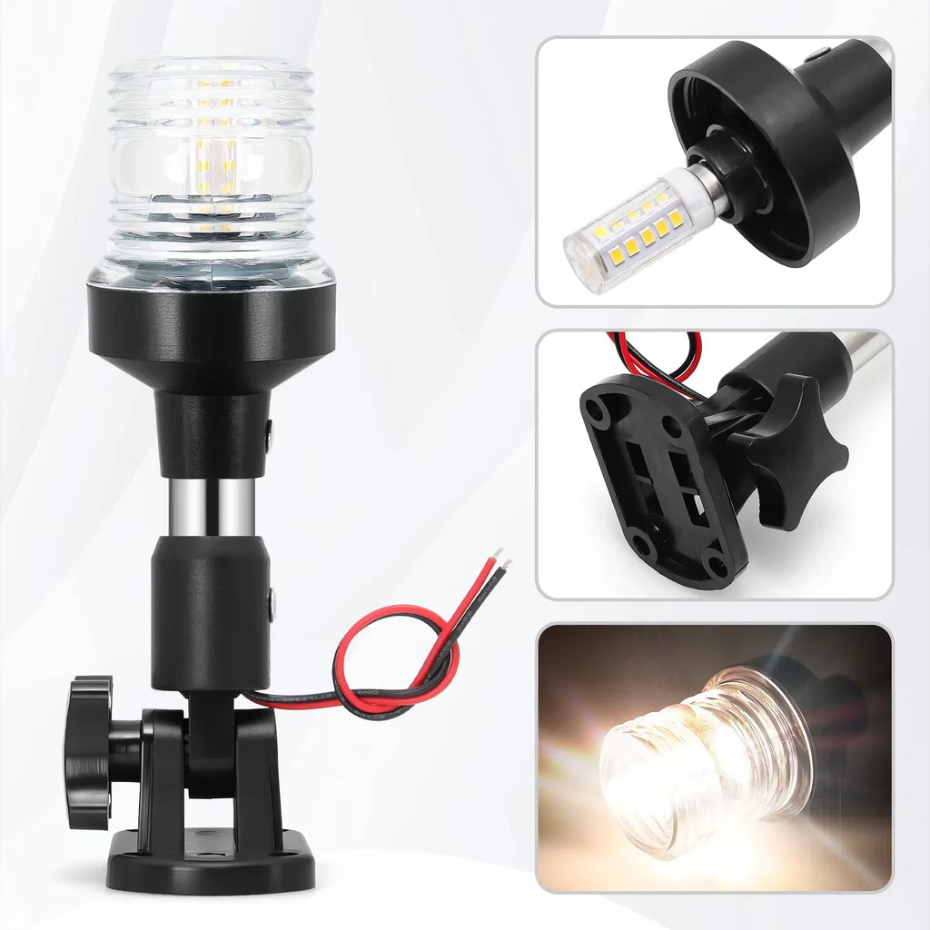 Fold Down LED Anchor Light for Boats, 12-24V, 6 to 12 Inch Pole – image 5