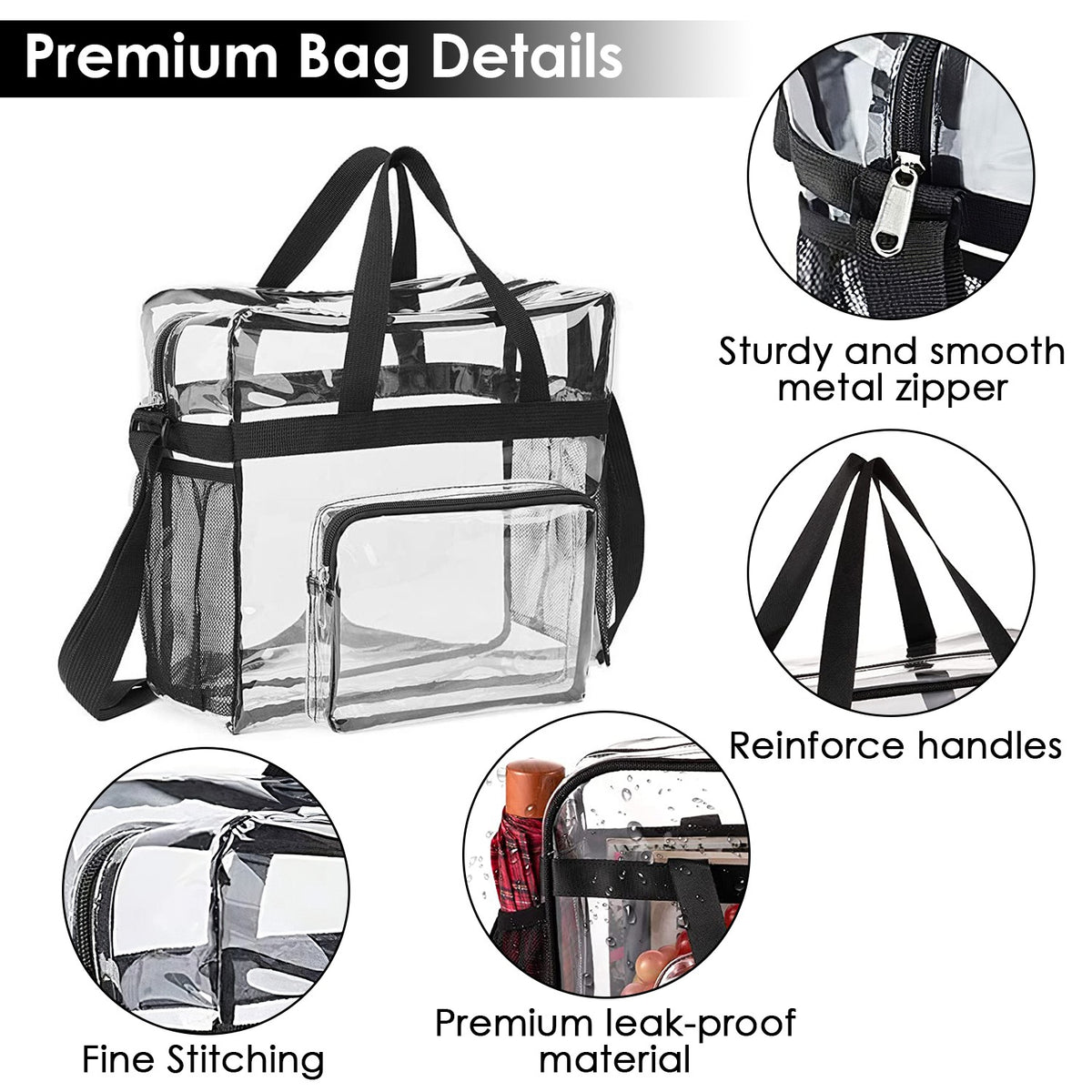 Clear Crossbody Bag – Stadium Tote with Adjustable Strap – image 8