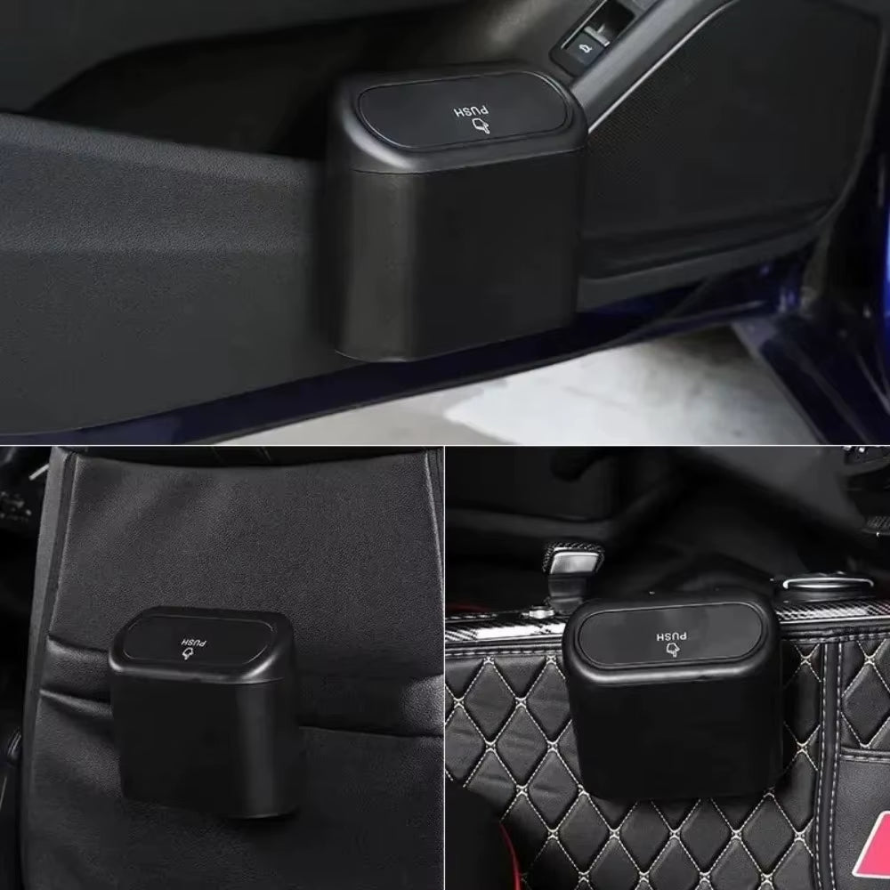 Hanging Car Trash Can with Lid - Compact Vehicle Garbage Bin Organizer