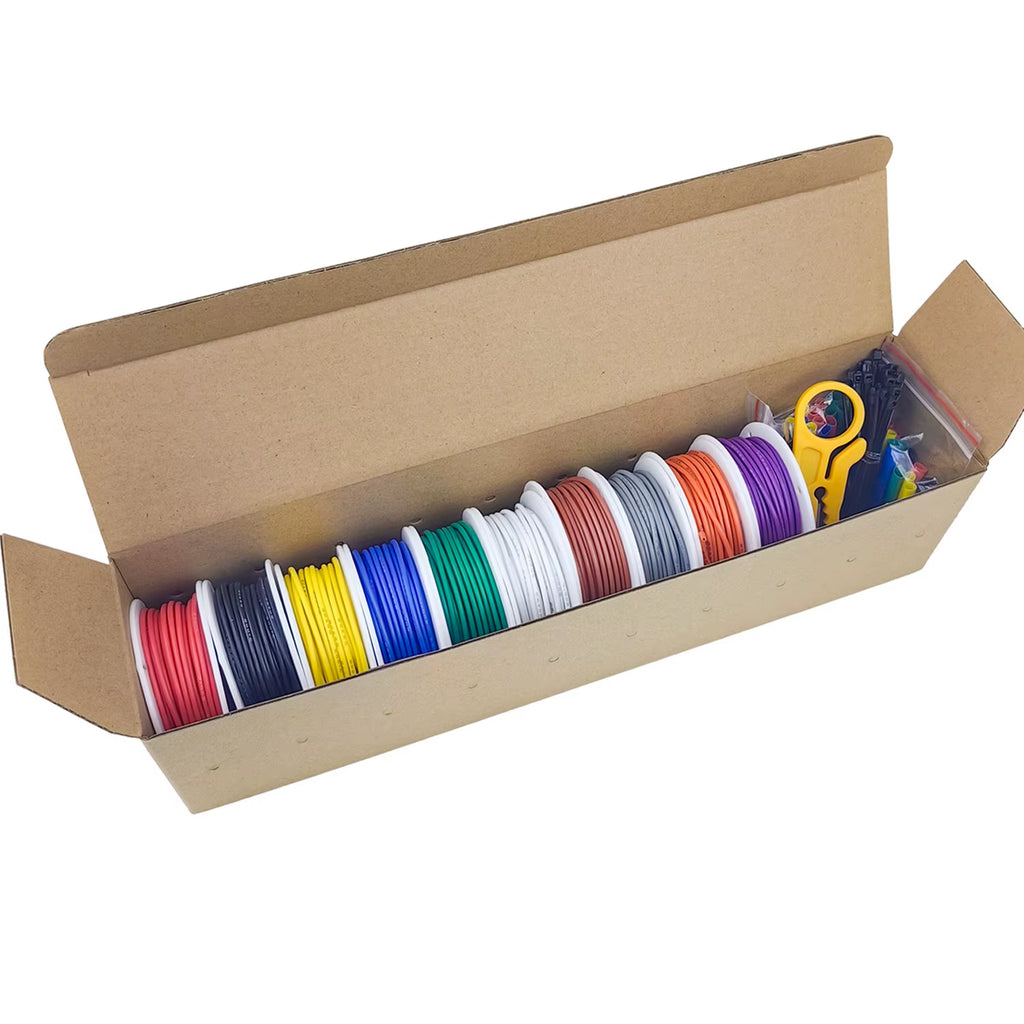 Silicone Hookup Wire Kit, 10 Colors Stranded Tinned Copper