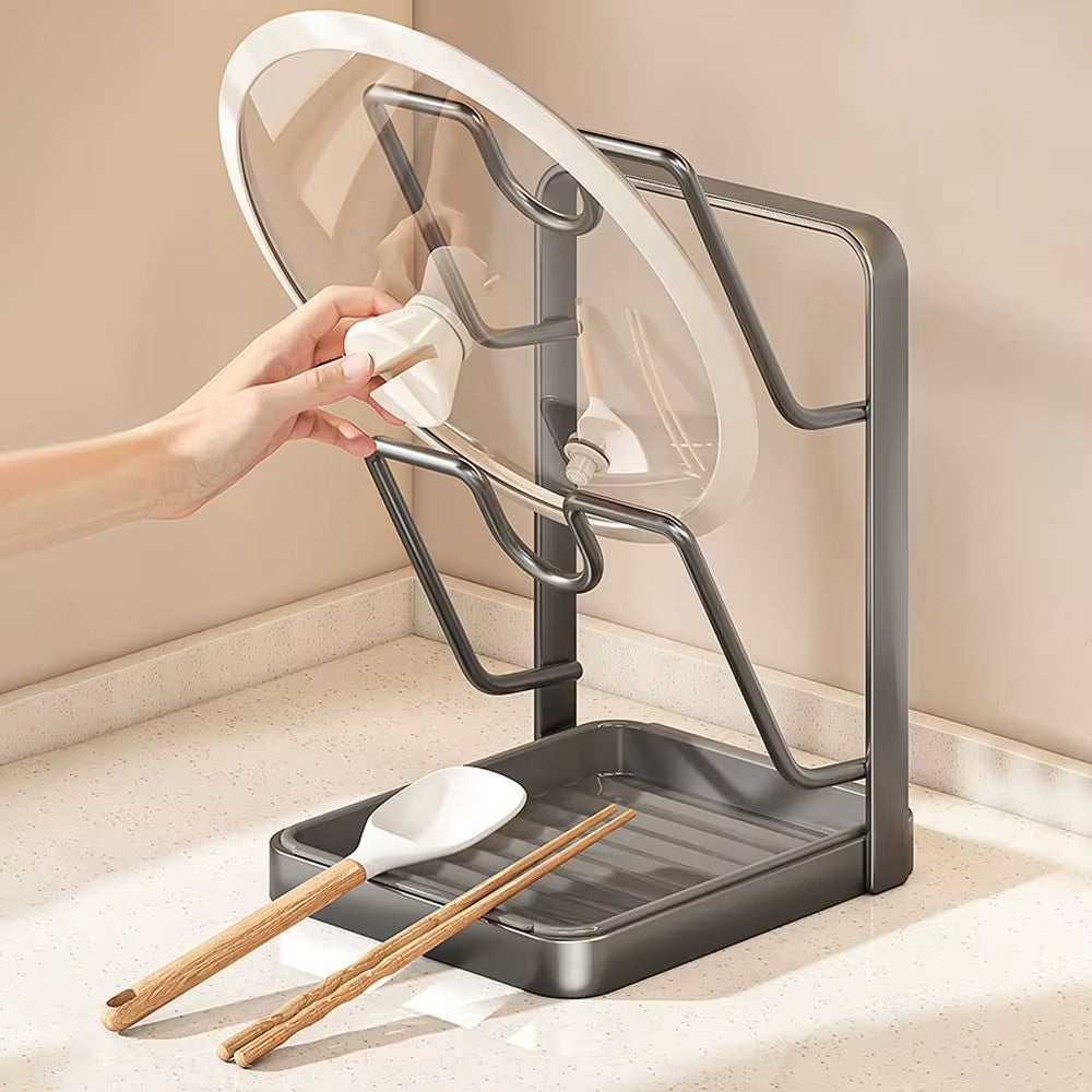 Pot Lid Organizer Rack - Wall-Mount No-Drill, Single/Double Layer – image 2