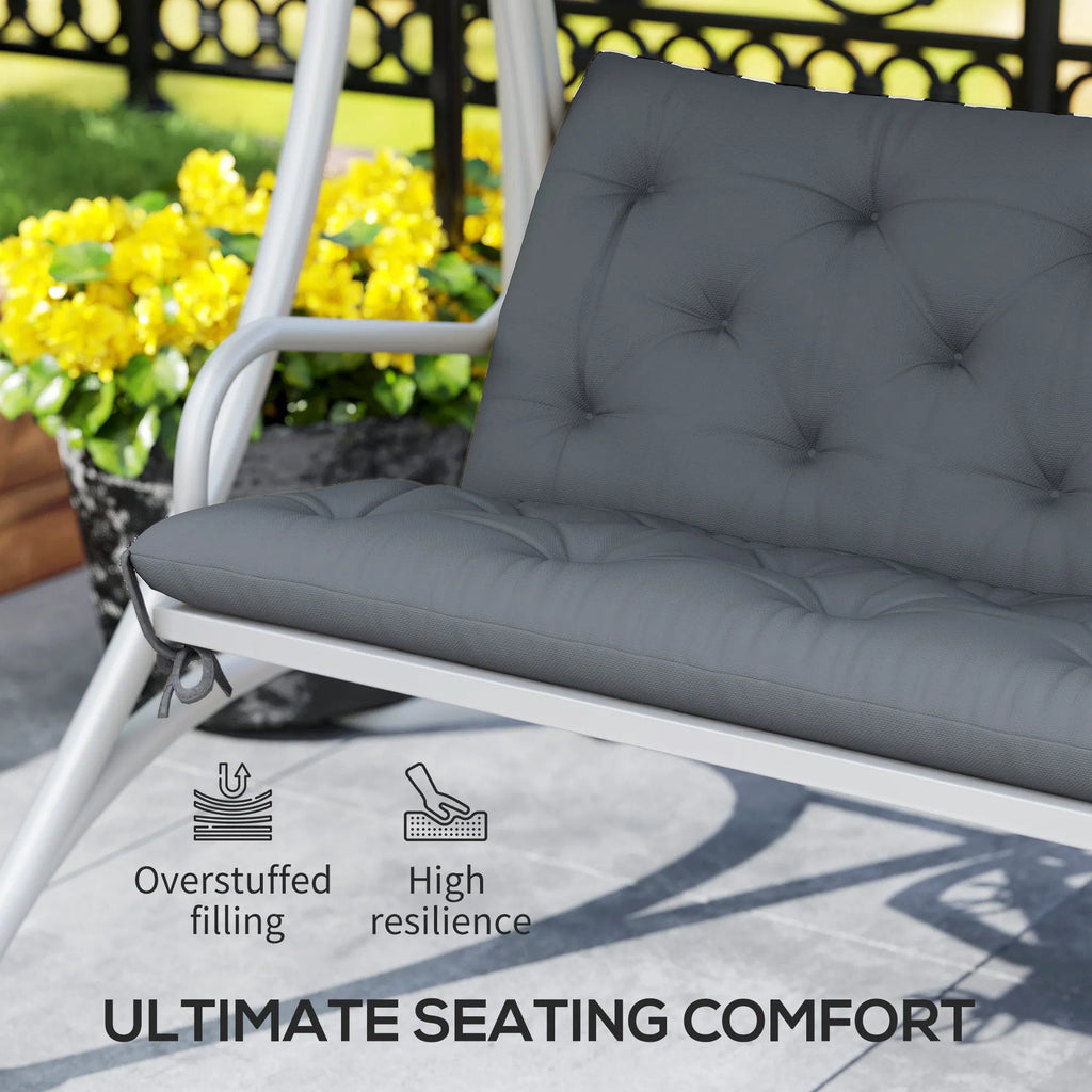 3-Seater Swing Bench Replacement Cushion with Backrest, Dark Grey – image 4