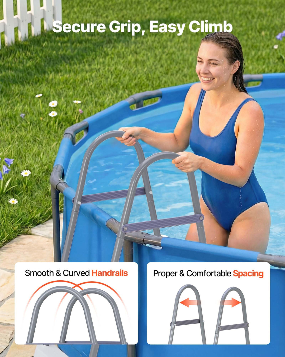 3-Step Above Ground Pool Ladder, Steel A-Frame for 42 in Walls – image 5