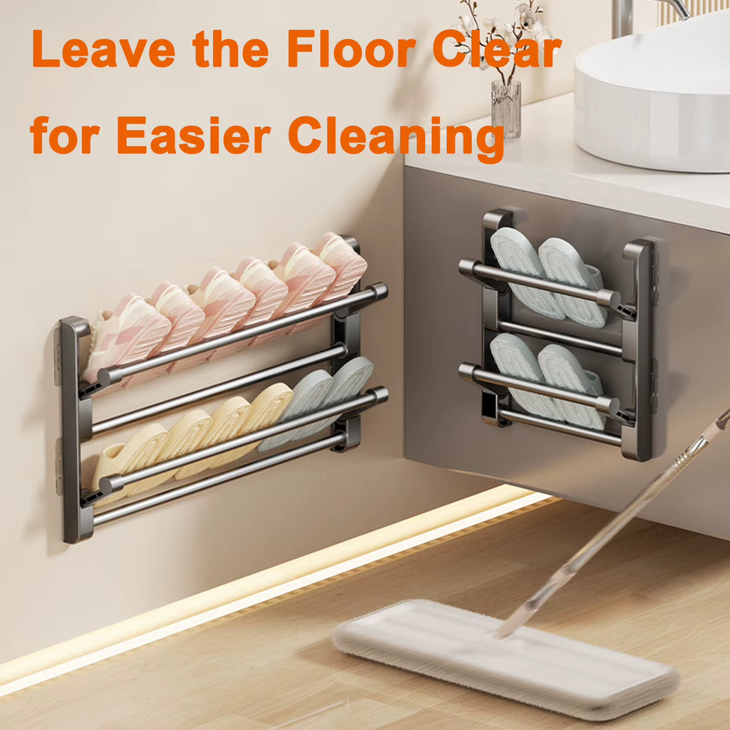 Wall-Mounted Slipper Rack, Foldable No-Drill Shoe Hanger – image 5