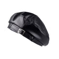 Faux Leather Beret Hat - Classic French Artist Cap for Women