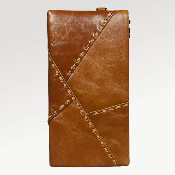 Vintage Cowhide Leather Long Wallet With Zip Pocket and Wristlet – image 1