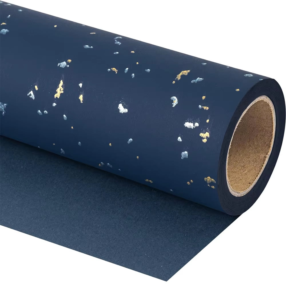 Navy & Gold Foil Gift Wrapping Paper Roll