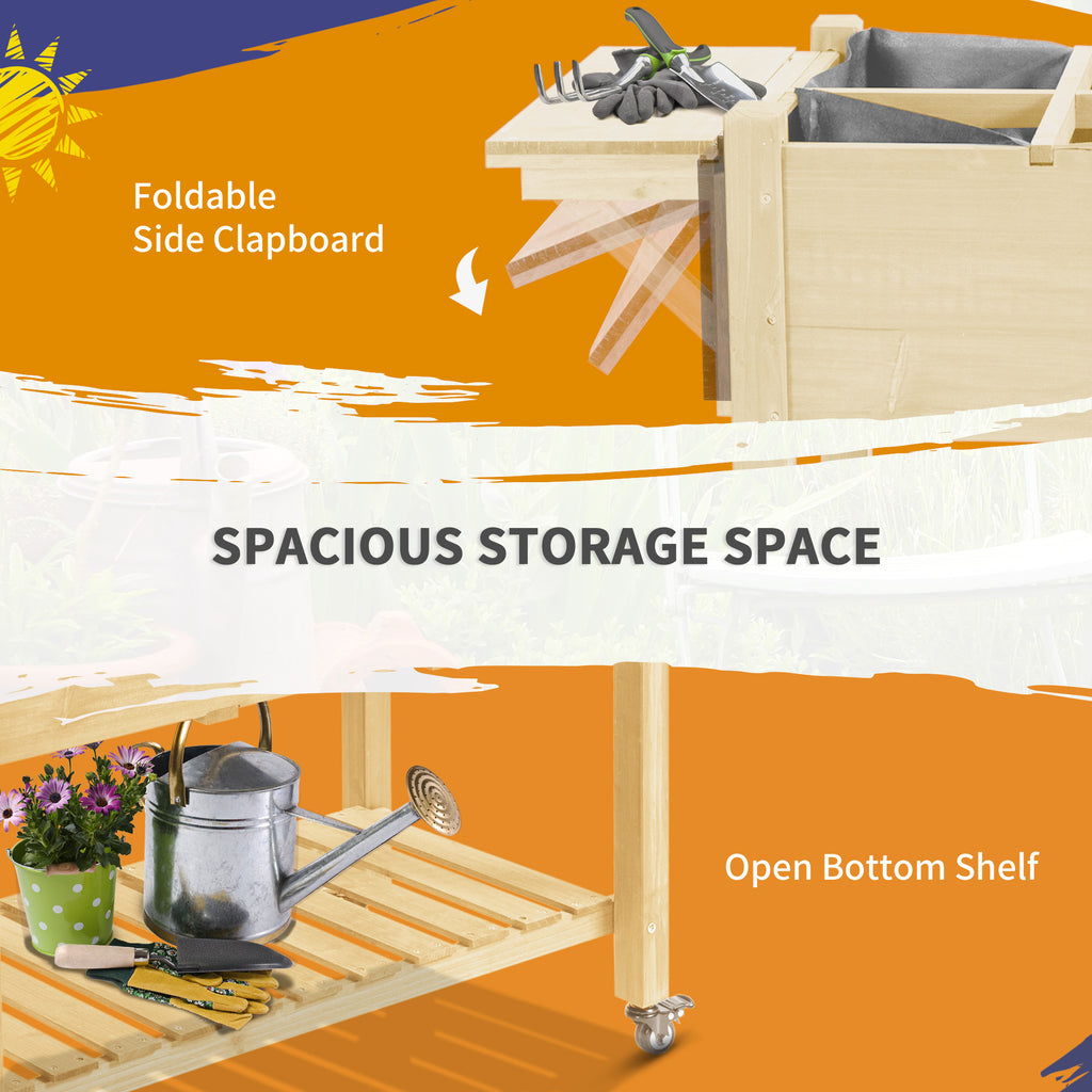 Planter Box, Mobile Wooden with 8 Grow Grids, Shelf and Wheels – image 7