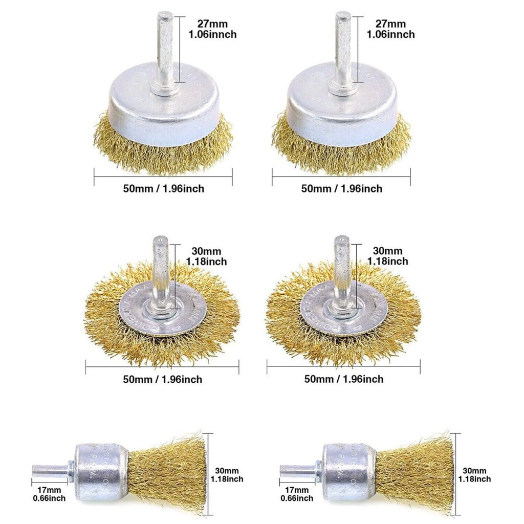 Wire Brush Wheel Set – 2 Pack of 3 Drill Cup Brushes – image 2