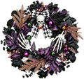 Halloween Skull Wreath 20 in, Gothic Purple and Black Door Decor