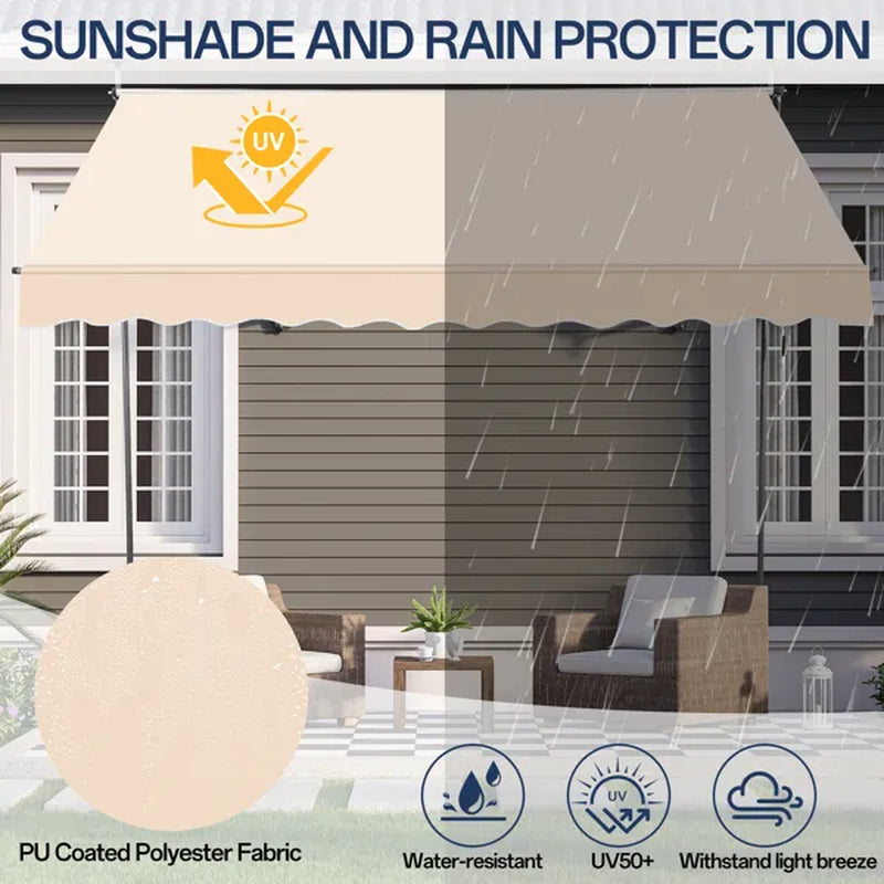 Retractable Patio Awning 118 x 47 in, No-Drill Crank Sun Shade – image 10