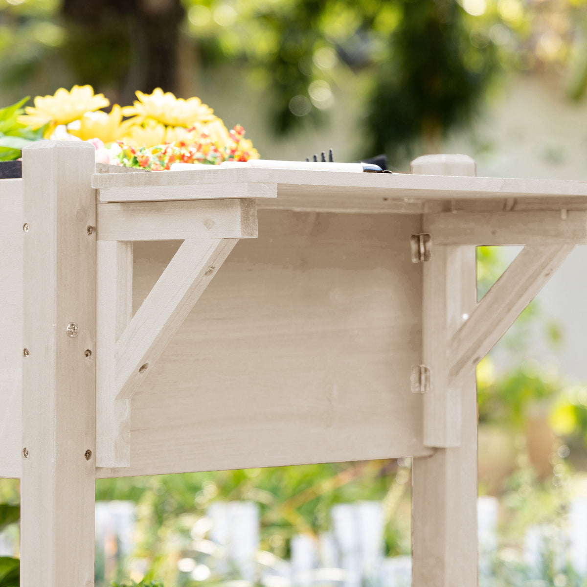 Planter Box, Mobile Wooden with 8 Grow Grids, Shelf and Wheels – image 8