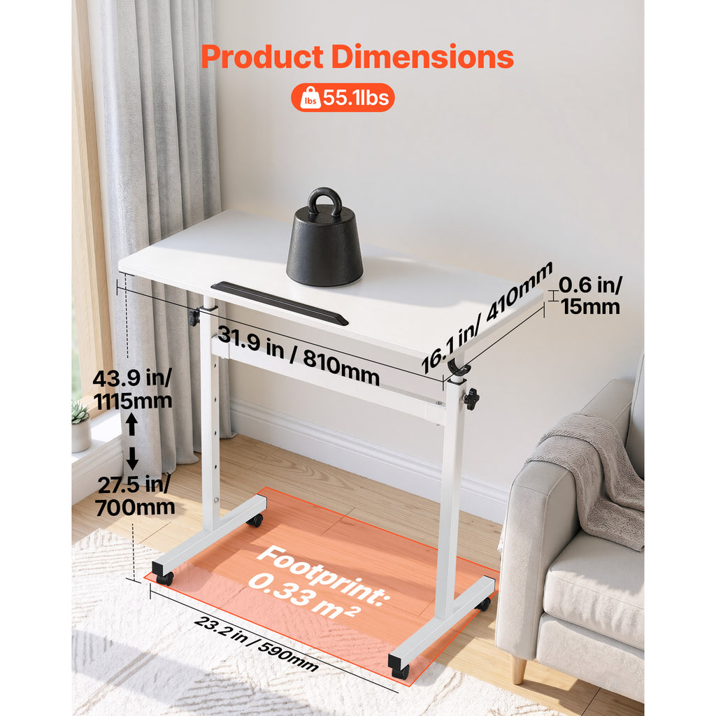 Mobile Standing Laptop Desk with Tilting Top and Lockable Casters – image 3