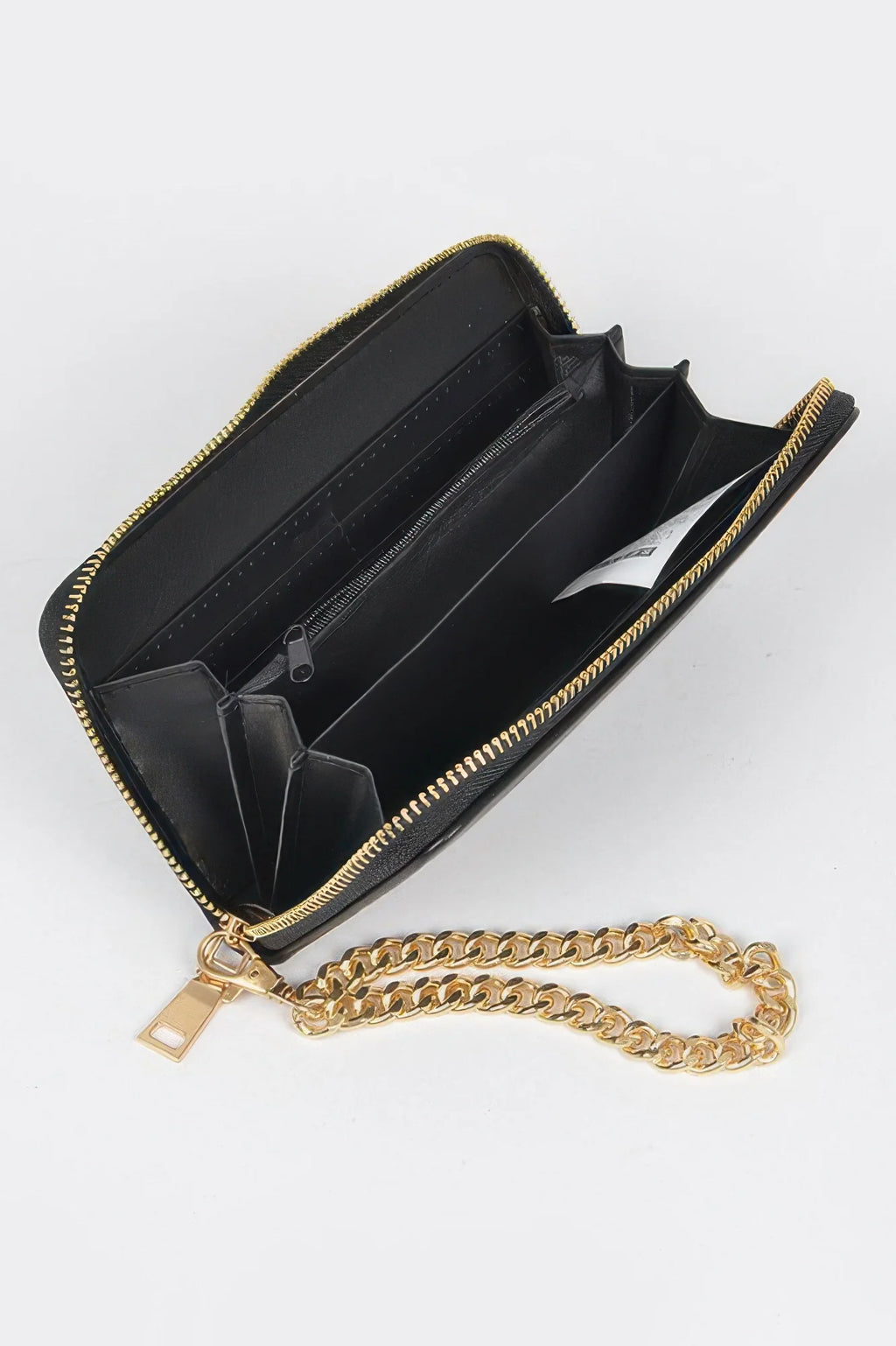 Studded Wallet with Chain Strap, Black Gold or White Gold – image 4