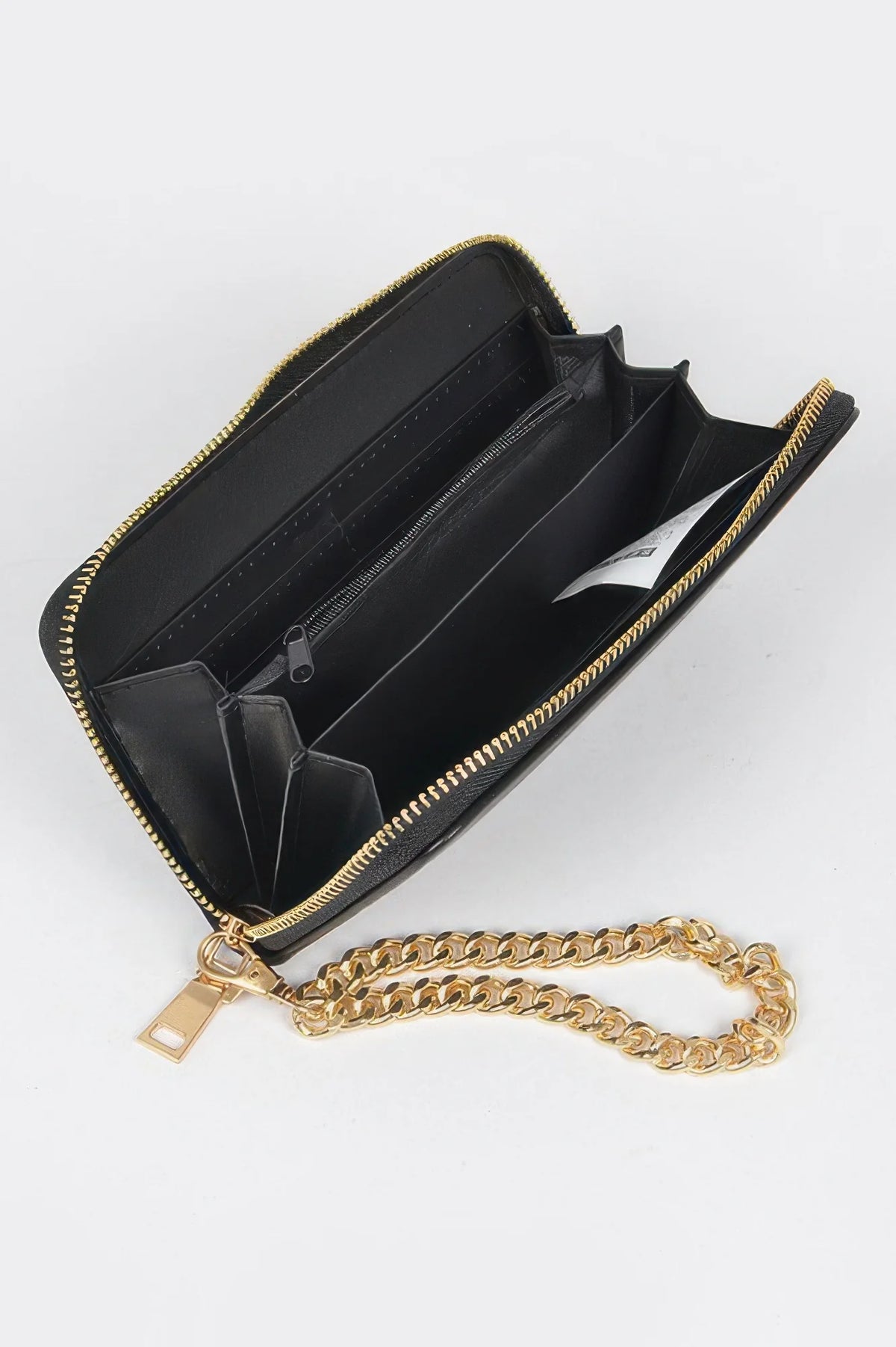 Studded Wallet with Chain Strap, Black Gold or White Gold – image 4