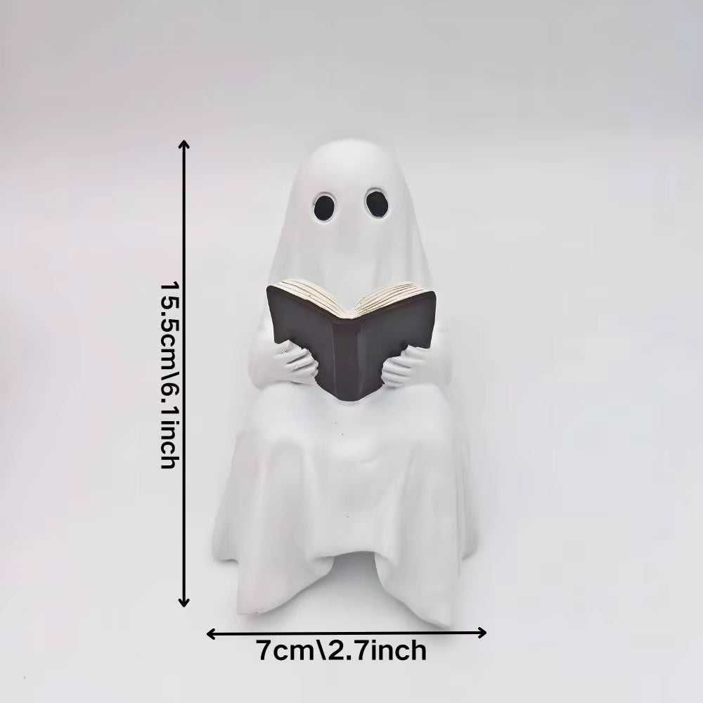 Little Ghost Reading Resin Ornament – image 3