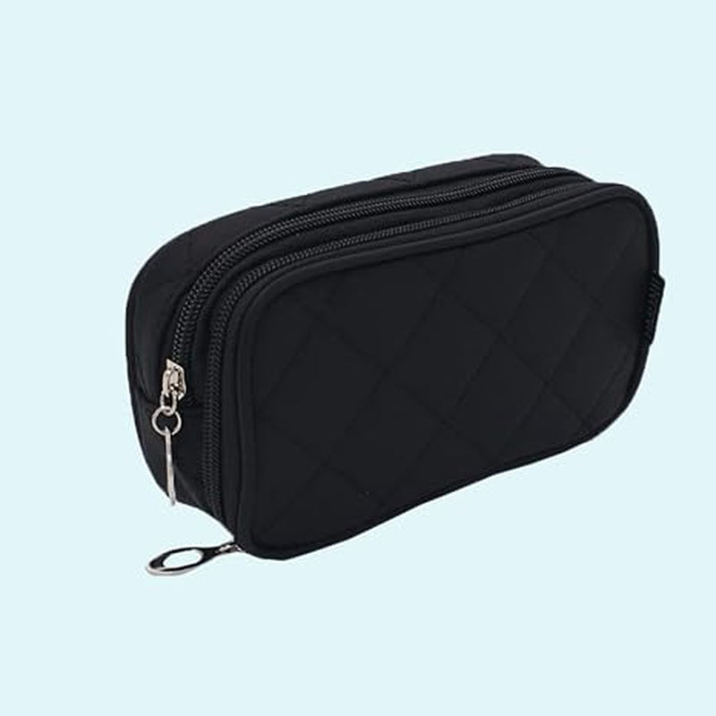 Makeup Bag, Black Geometric Nylon Zipper Cosmetic Pouch – image 5