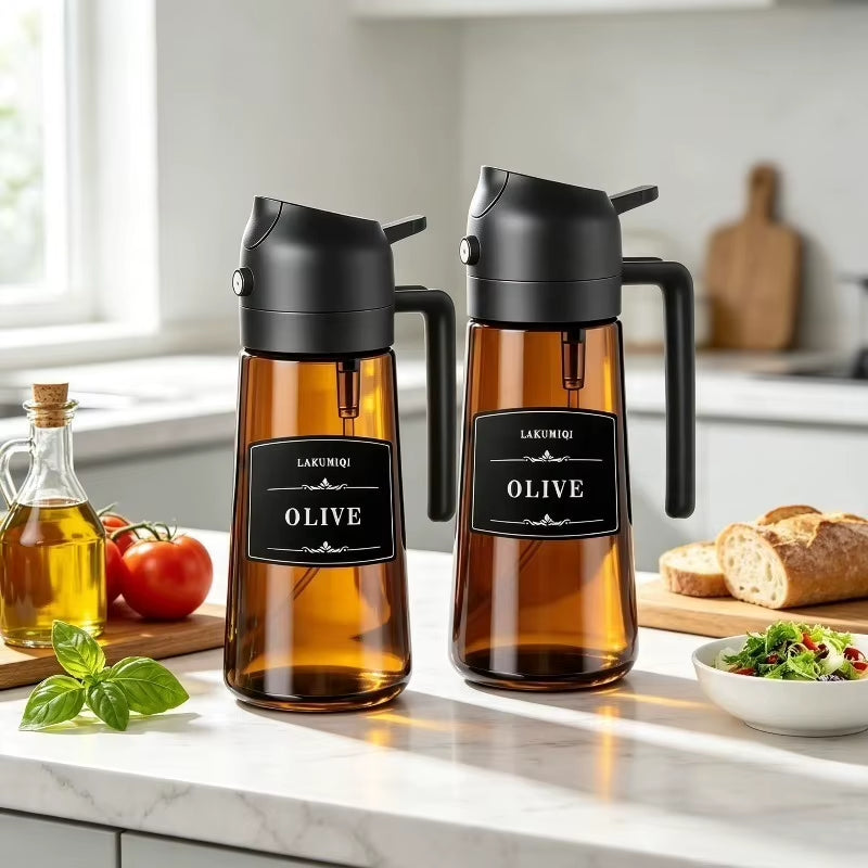 Olive Oil Sprayer & Dispenser 2-in-1 - 16oz Glass Bottle – image 2