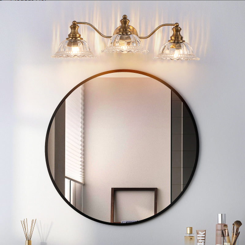24 Inch 3-Light Vintage Gold Vanity Light with Glass Shades – image 2