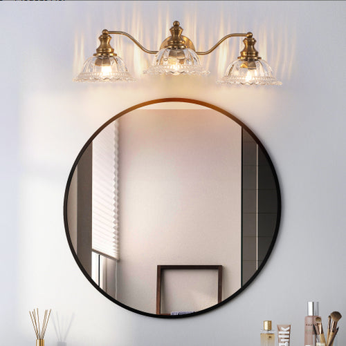 24 Inch 3-Light Vintage Gold Vanity Light with Glass Shades – image 2