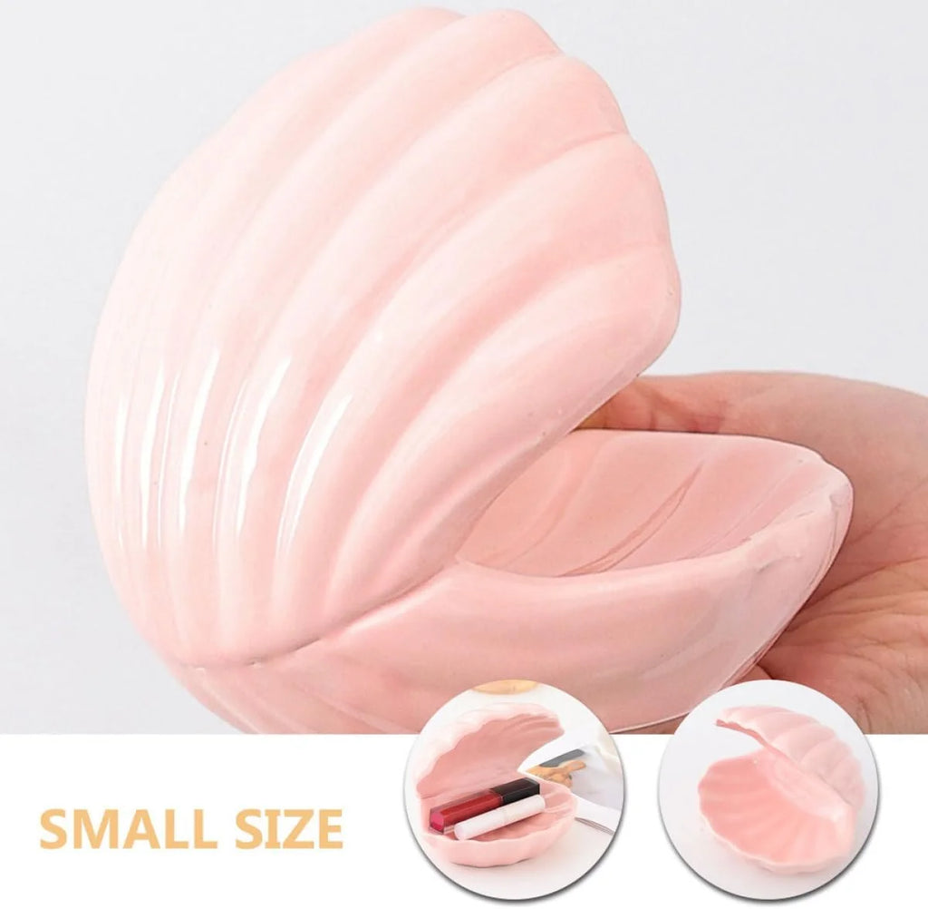 Pink Shell Jewelry Box - Ceramic Ring Dish with Lid – image 2