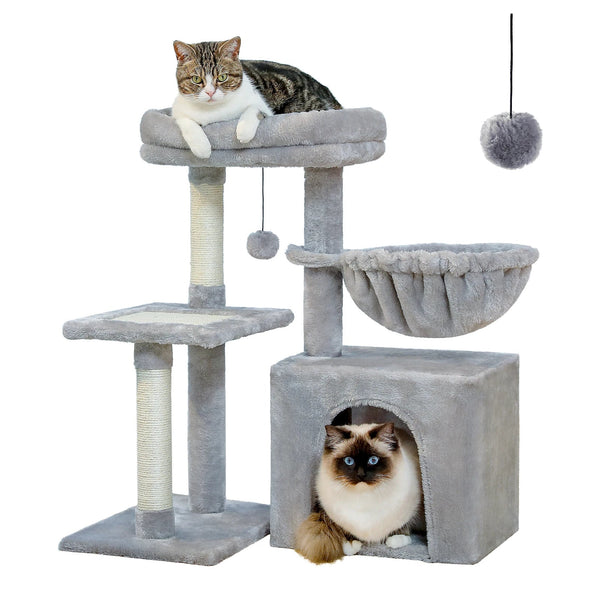 Cat Tree with Hammock & Removable Perch – Indoor Cat Tower