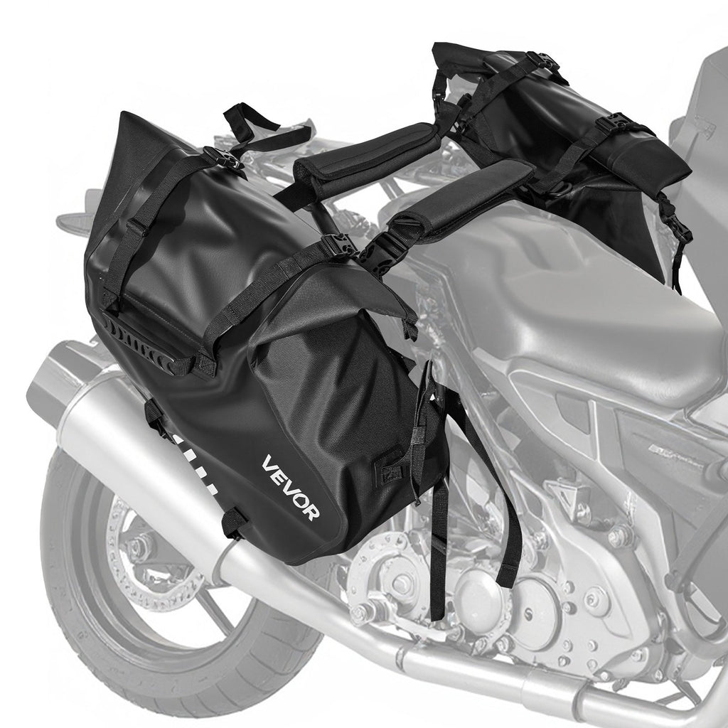 Waterproof Motorcycle Saddlebags 28 L, Universal Fit Side Bags, Black – image 1