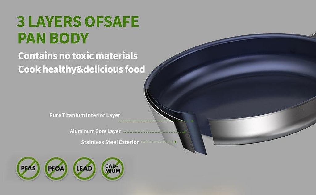 10 Inch Titanium Stainless Steel Frying Pan, PFAS-Free Nonstick – image 3