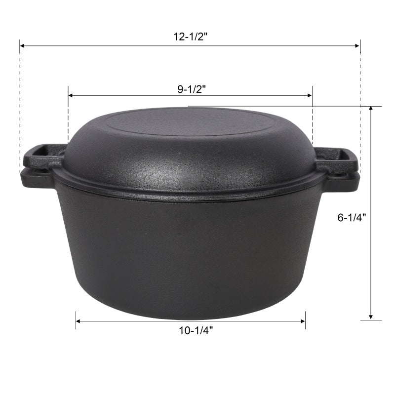 Cast Iron Dutch Oven with Skillet Lid, Pre-Seasoned 2-in-1 Deep Pot – image 8