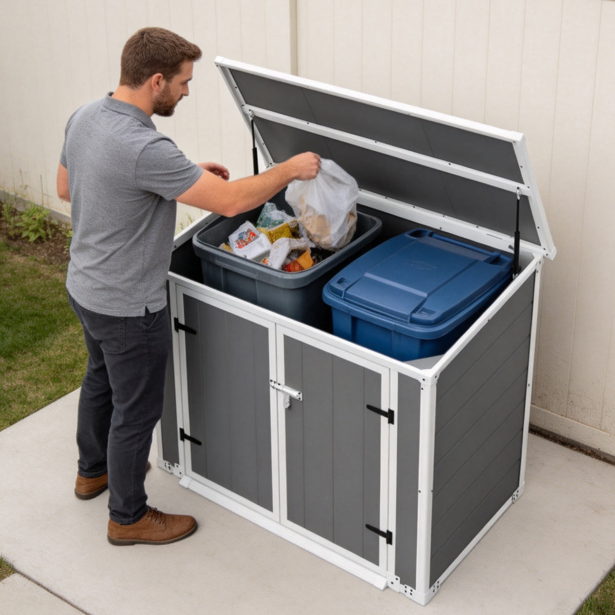 Outdoor Storage Shed Horizontal with Ramp and Lockable Lid, 33 cu ft – image 14