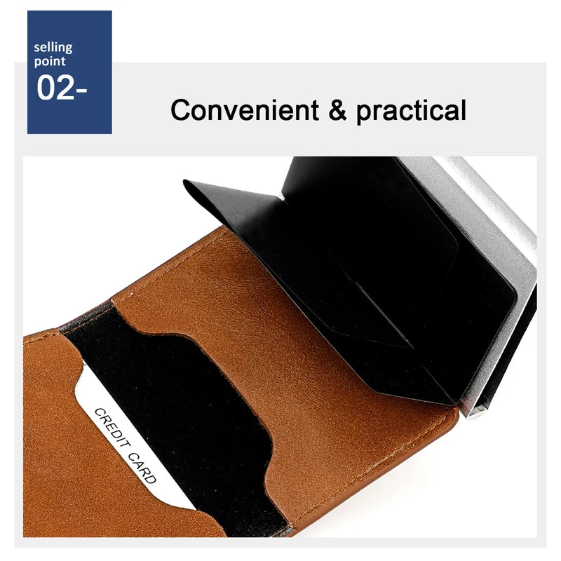 Men's Card Holder Wallet with Hasp Closure – Brown – image 2