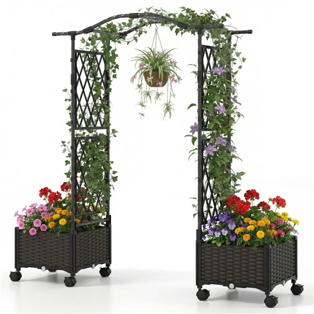 Raised Garden Bed, Self-Watering Vertical with Trellis and Wheels – image 3
